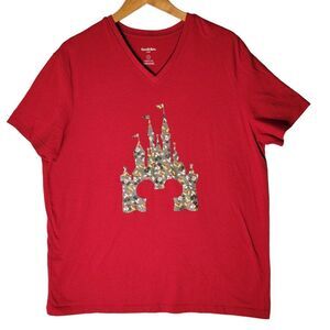 Goodfellow Disney Mickey Mouse Castle Tshirt Womens XL Red Short Sleeve Graphic